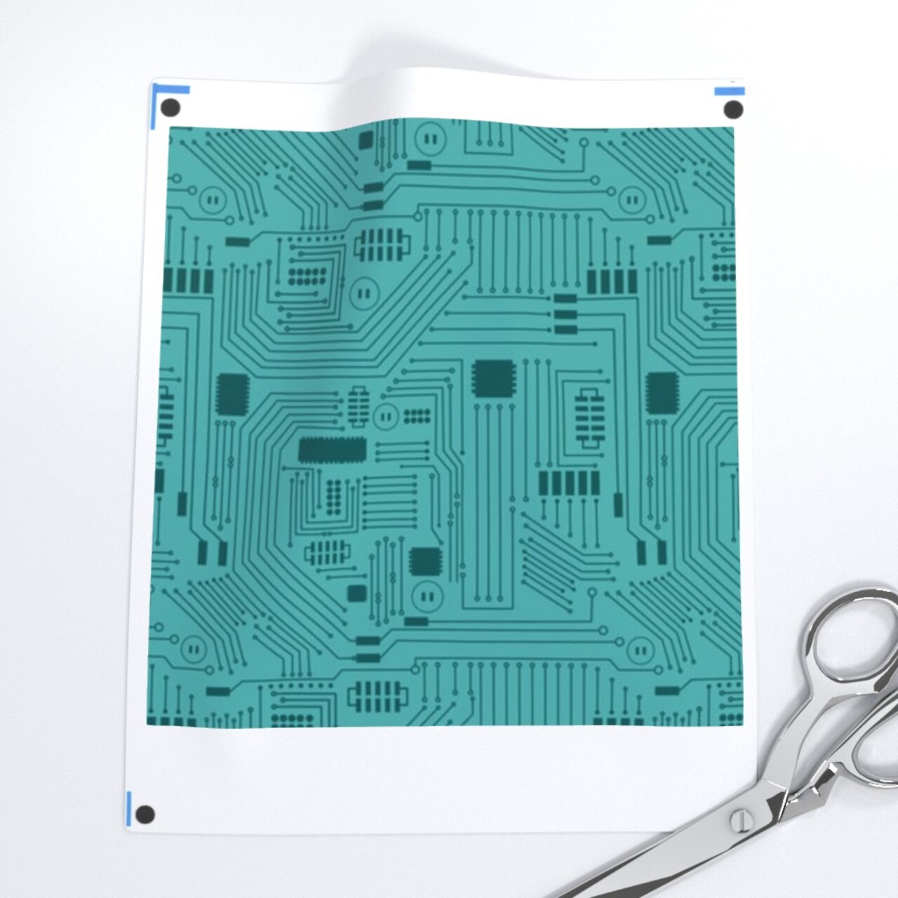 Modern Tech Motherboard Technology Retro Abstract Turquoise Computer Geometric Small Scale Custom Printed Fabric by Spoonflower Various Fabrics by the Yard or Fat Quarter